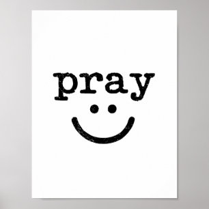 Pray Simple Minimalist Retro Motivational Quote Poster