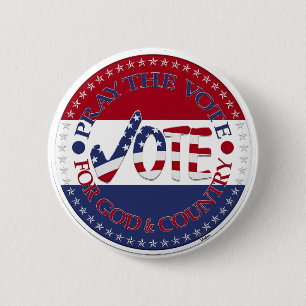 Pray The Vote For God and Country USA Check Mark 6 Cm Round Badge