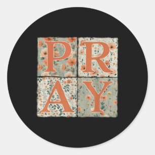 Pray Wildflower Christian Jesus Autumn Fall Thanks Classic Round Sticker