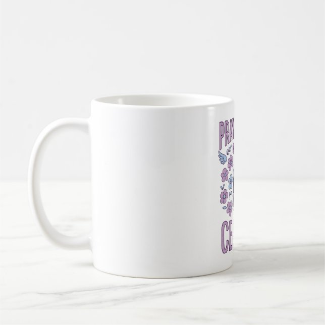 Pray Without Ceasing Floral Praying Hands Shirt_1 Coffee Mug (Left)