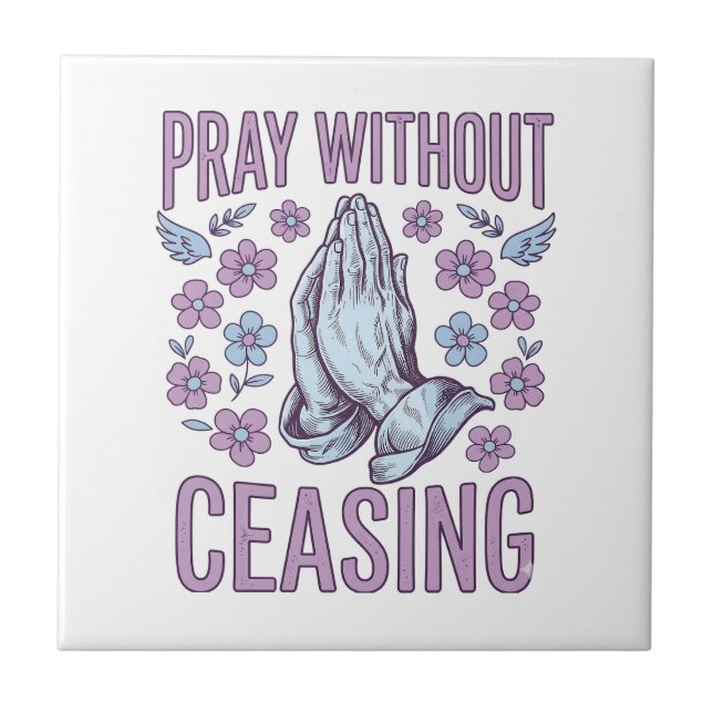 Pray Without Ceasing Floral Praying Hands Shirt_1 Tile (Front)