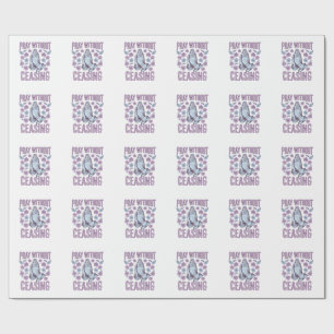 Pray Without Ceasing Floral Praying Hands Shirt_1 Wrapping Paper