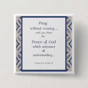 Pray Without Ceasing Inspirational Scripture 15 Cm Square Badge