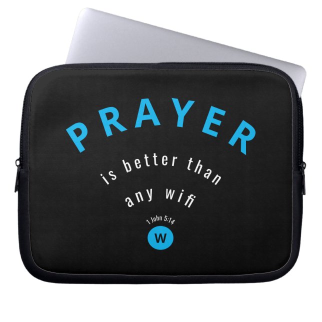 PRAYER BETTER THAN WIFI Monogram Laptop Sleeve (Front)
