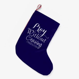 Prayer Bible Verse Blue Simple Christian Small Christmas Stocking