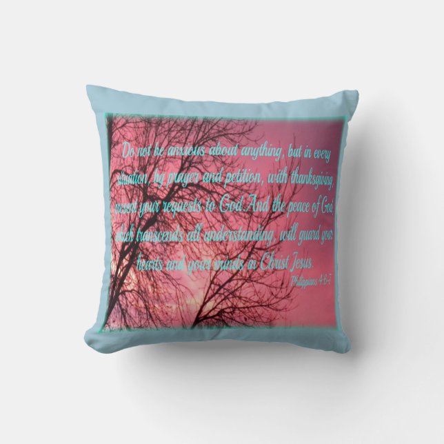 Prayer Bible Verse Philippians 4:6 Cushion (Front)