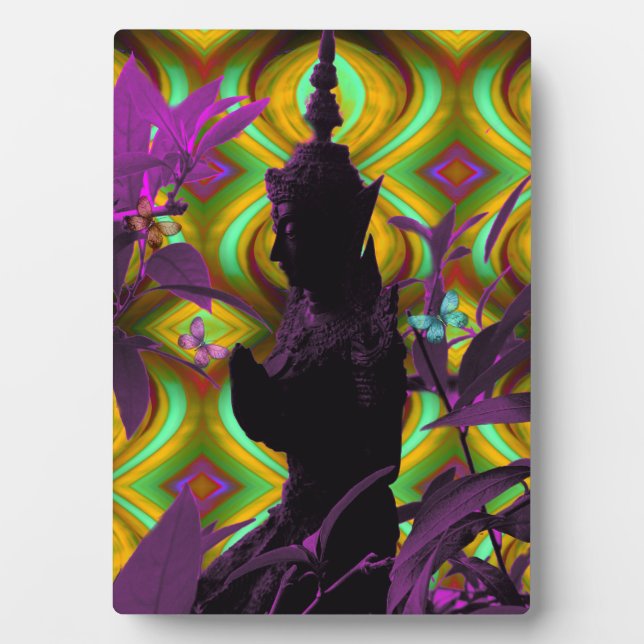 Prayer Buddha Stained Glass  Plaque (Front)