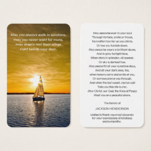 Prayer Card Funeral   Boat & Sunset