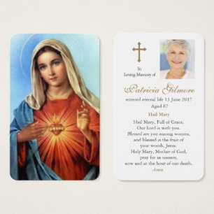 Prayer Card Funeral   Mary Sacred Heart