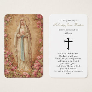 Prayer Card Funeral   Our Lady of Lourdes