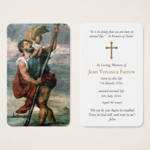 Prayer Card Funeral   St Christopher