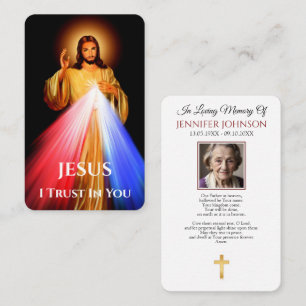 Prayer Card Jesus Divine Mercy I Trust In You