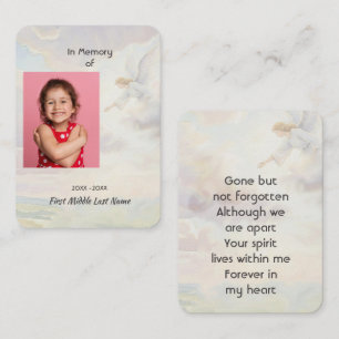 Prayer Card Memorial Keepsake Angel Reaching