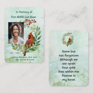 Prayer Card Memorial keepsake Cardinal Bird