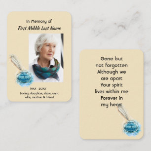 Prayer Card Memorial Keepsake Feather Pen
