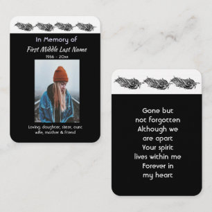 Prayer Card Memorial Keepsake Feather Tribal Boho