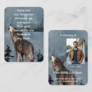 Prayer Card Memorial Keepsake  Howling Wolf