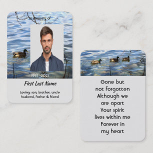 Prayer Card Memorial Keepsake Lake Ducks Birds
