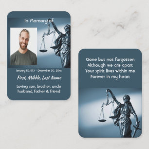 Prayer Card Memorial Keepsake Scales Justice Law