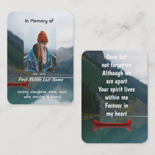 Prayer Card Memorial Wilderness Lake Canoe