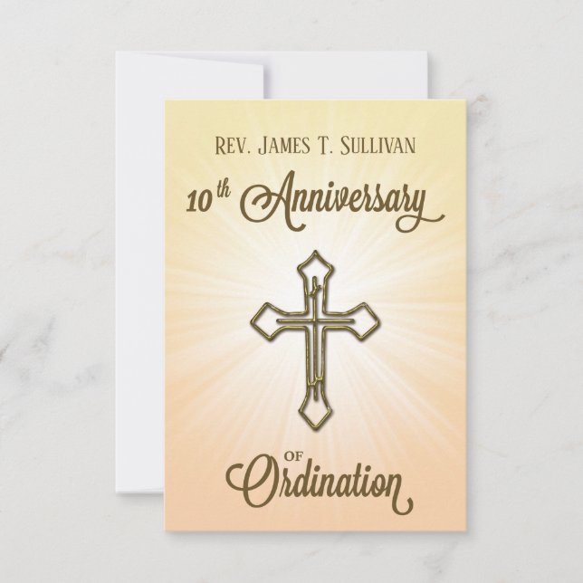 Prayer Card Name 10th Ordination Anniversary Cross (Front)