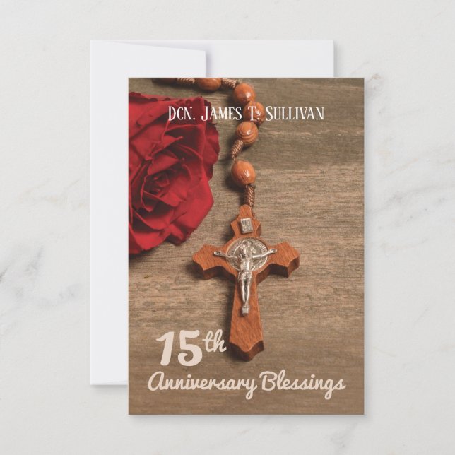 Prayer Card Name 15th Ordination Anniversary Rose (Front)