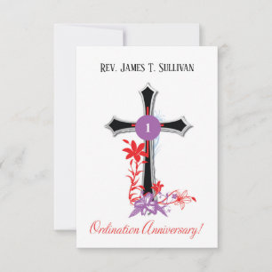 Prayer Card Name 1st Ordination Anniversary Black