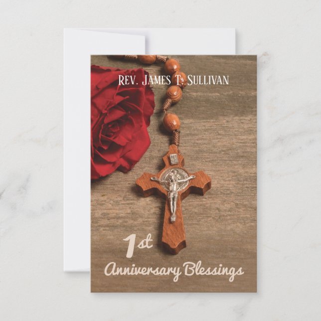 Prayer Card Name 1st Ordination Anniversary Rose (Front)
