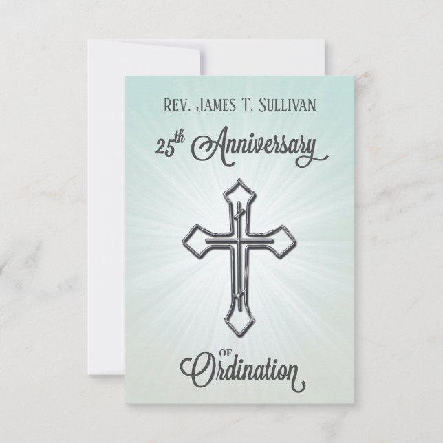 Prayer Card Name 25th Ordination Anniversary Cross (Front)