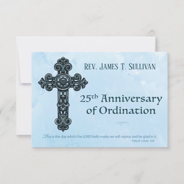 Prayer Card Name 25th Ordination Anniversary Cross (Front)