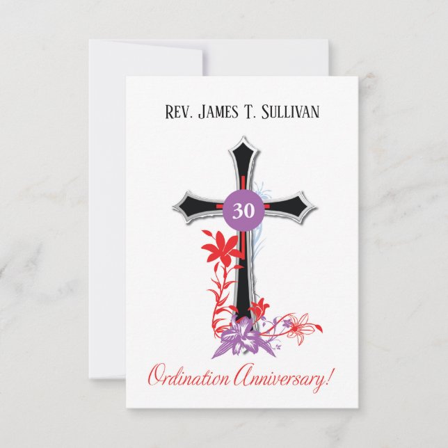 Prayer Card Name 30th Ordination Anniversary Black (Front)