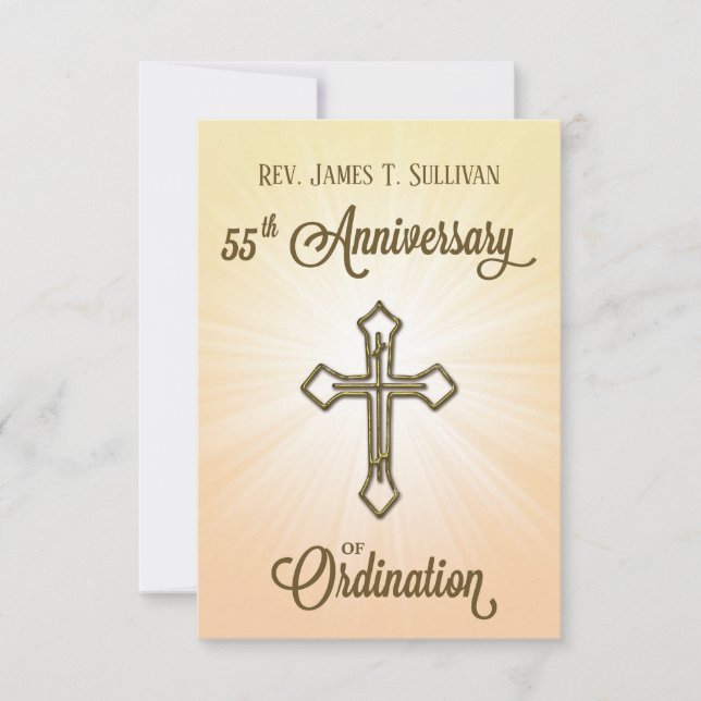 Prayer Card Name 55th Ordination Anniversary Cross (Front)