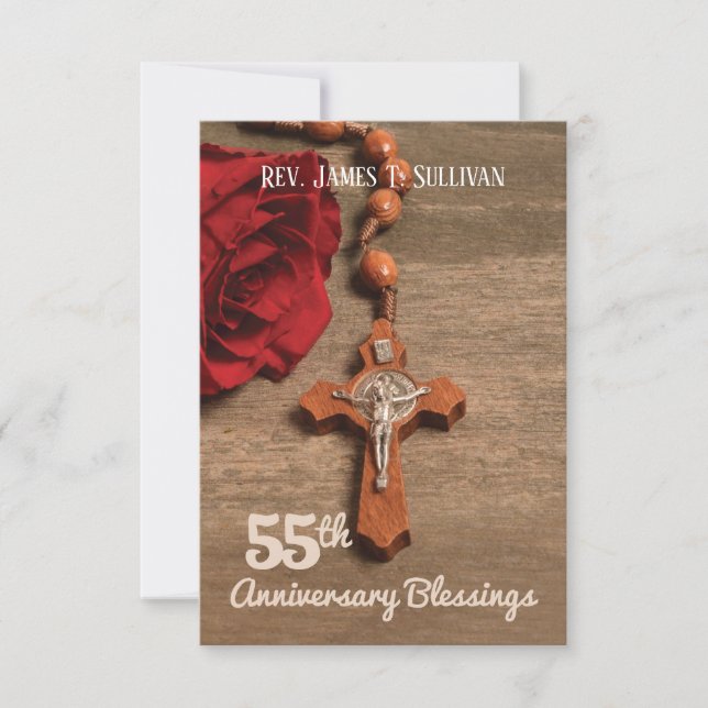 Prayer Card Name 55th Ordination Anniversary Rose (Front)