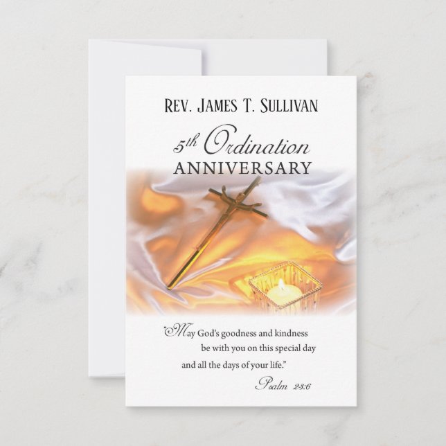 Prayer Card Name 5th Ordination Anniversary Cross (Front)