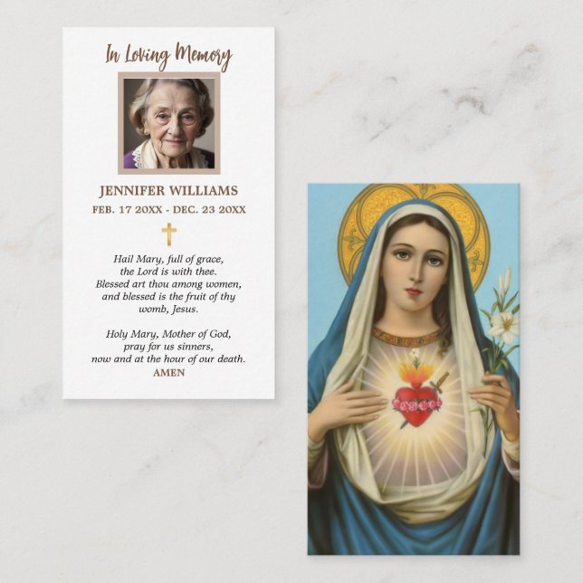 Prayer Card Religious I Immaculate Heart of Mary (Front/Back)