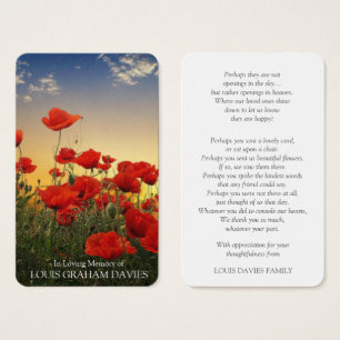 Prayer Cards Beautiful Poppies