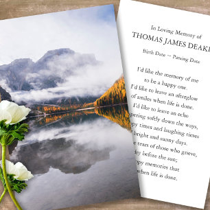 Prayer Cards for Funeral Moody Autumn Day