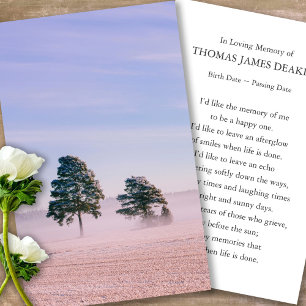 Prayer Cards for Funeral Winter Morning