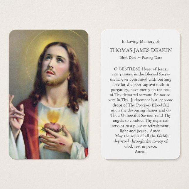 Prayer Cards | Sacred Heart Of Jesus (Front & Back)