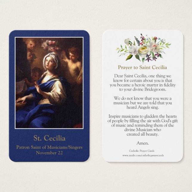 Prayer Cards | Saint Cecilia (Front & Back)