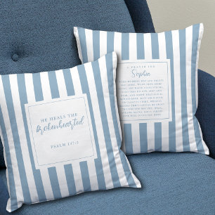 Prayer Faith Gift Psalm 147:3 Keepsake Name Blue  Cushion