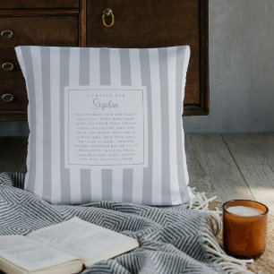 Prayer Faith Gift Psalm 147:3 Keepsake Name Gray Cushion