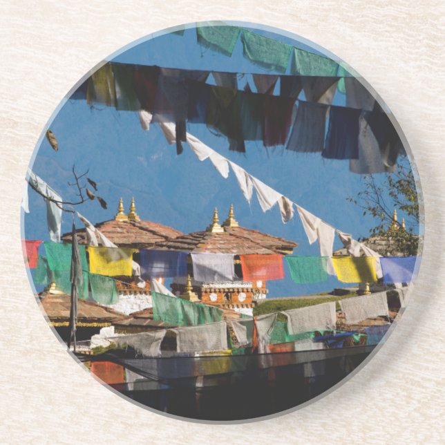 Prayer flags and chortens coaster (Front)