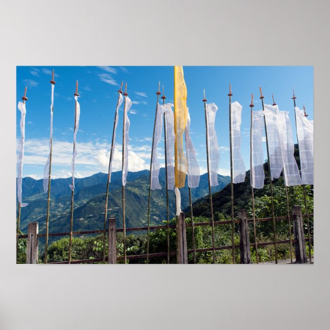 Prayer Flags in  Bhutan eastern mountains Poster (Front)