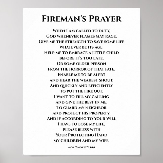 Prayer For A Fireman - Our Heroes Poster (Front)