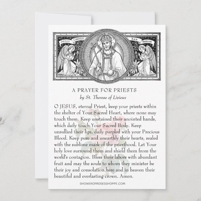 Prayer for Catholic Priests Jesus with Angels (Front)