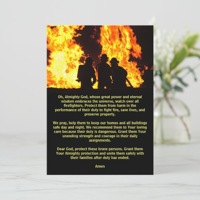 Prayer for Firefighters Card (Standing Front)