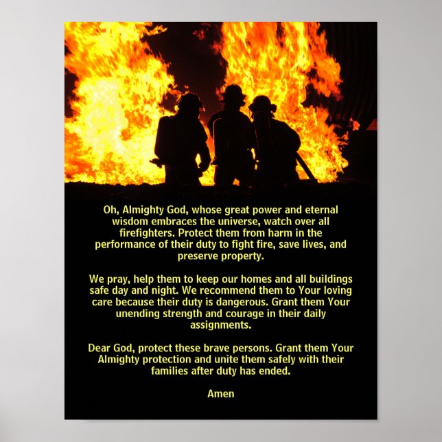 Prayer for Firefighters Poster (Front)