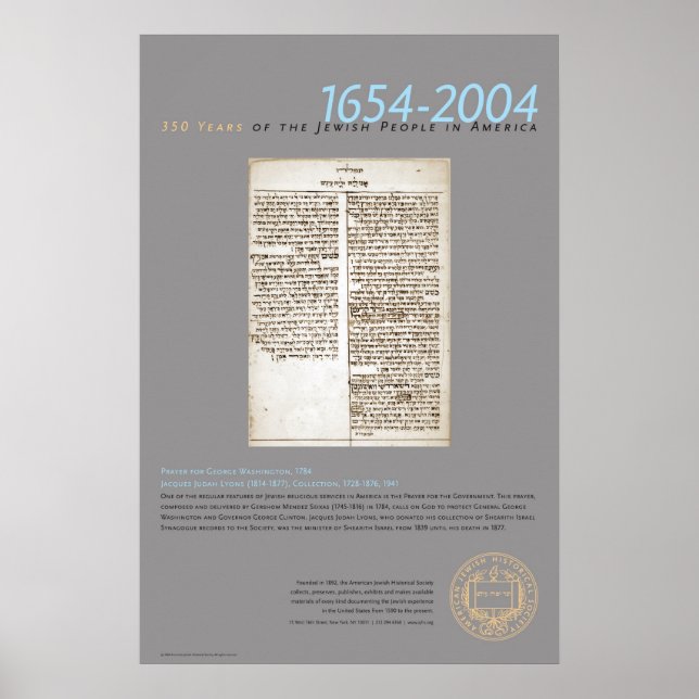 Prayer For George Washington, 1784 Poster (Front)