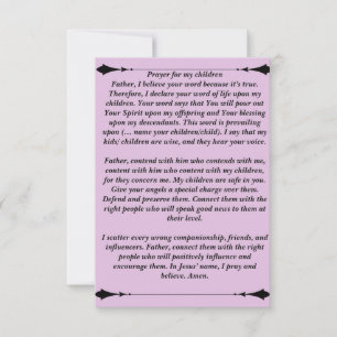 Prayer for my children card